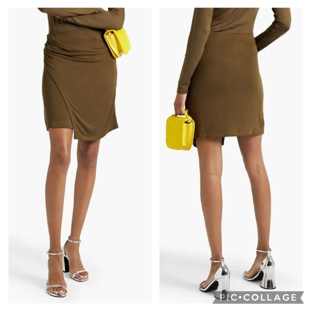 Vince Gathered‎ Draped Skirt Womens Size M Vine Olive Green
